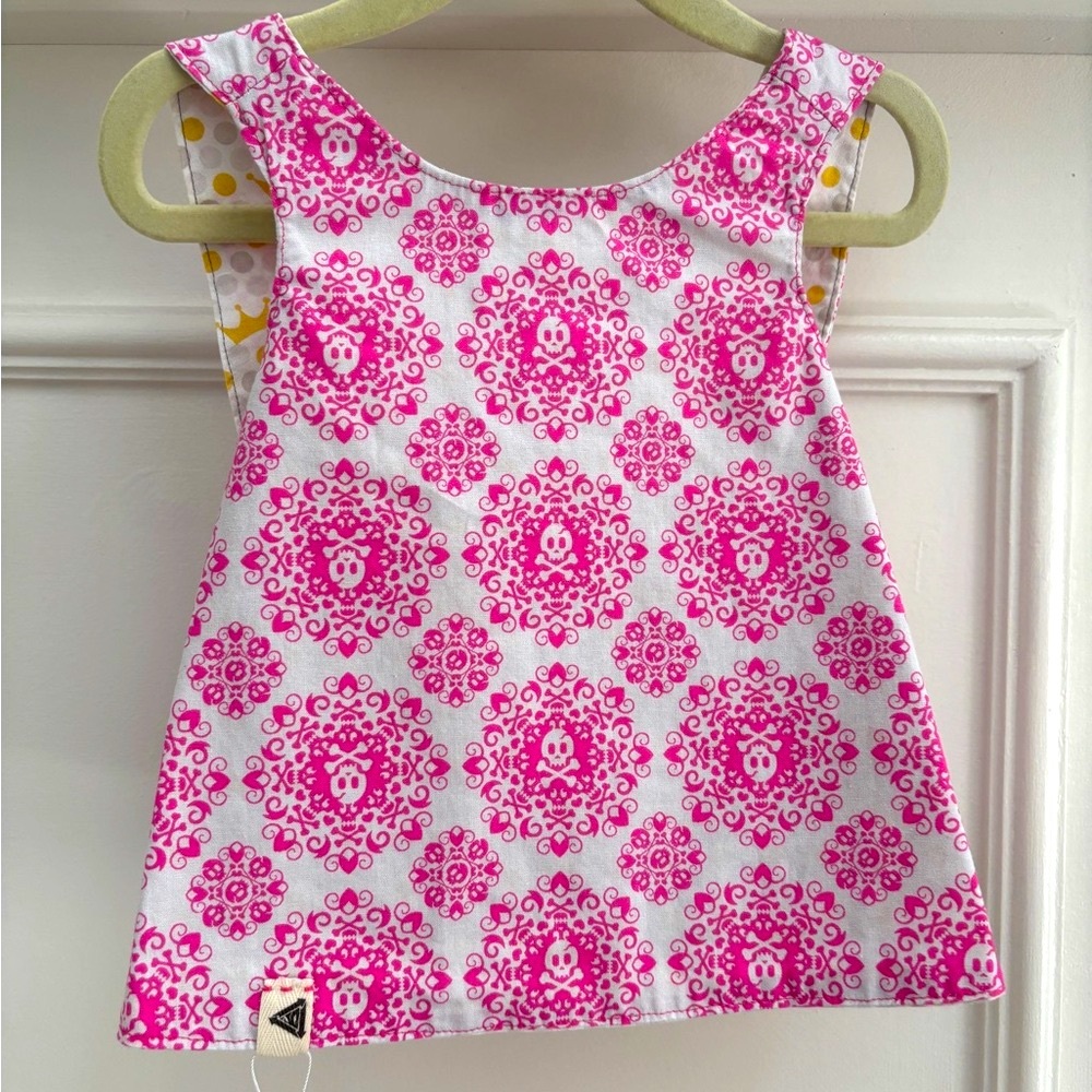3T Handmade Reversible Pink Skull Yellow Crown Gray Kids Summer Top